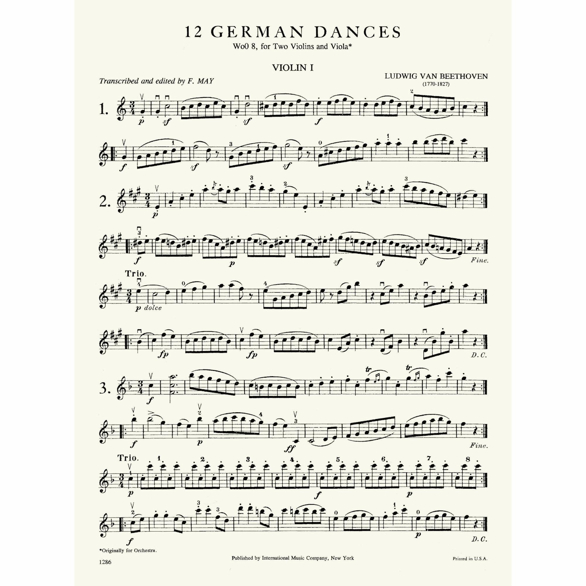 Beethoven -- 12 German Dances, WoO 8 for Two Violins and Viola | Southwest  Strings