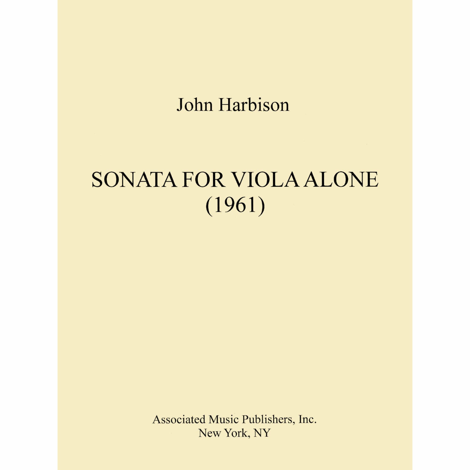 Harbison -- Sonata for Solo Viola
