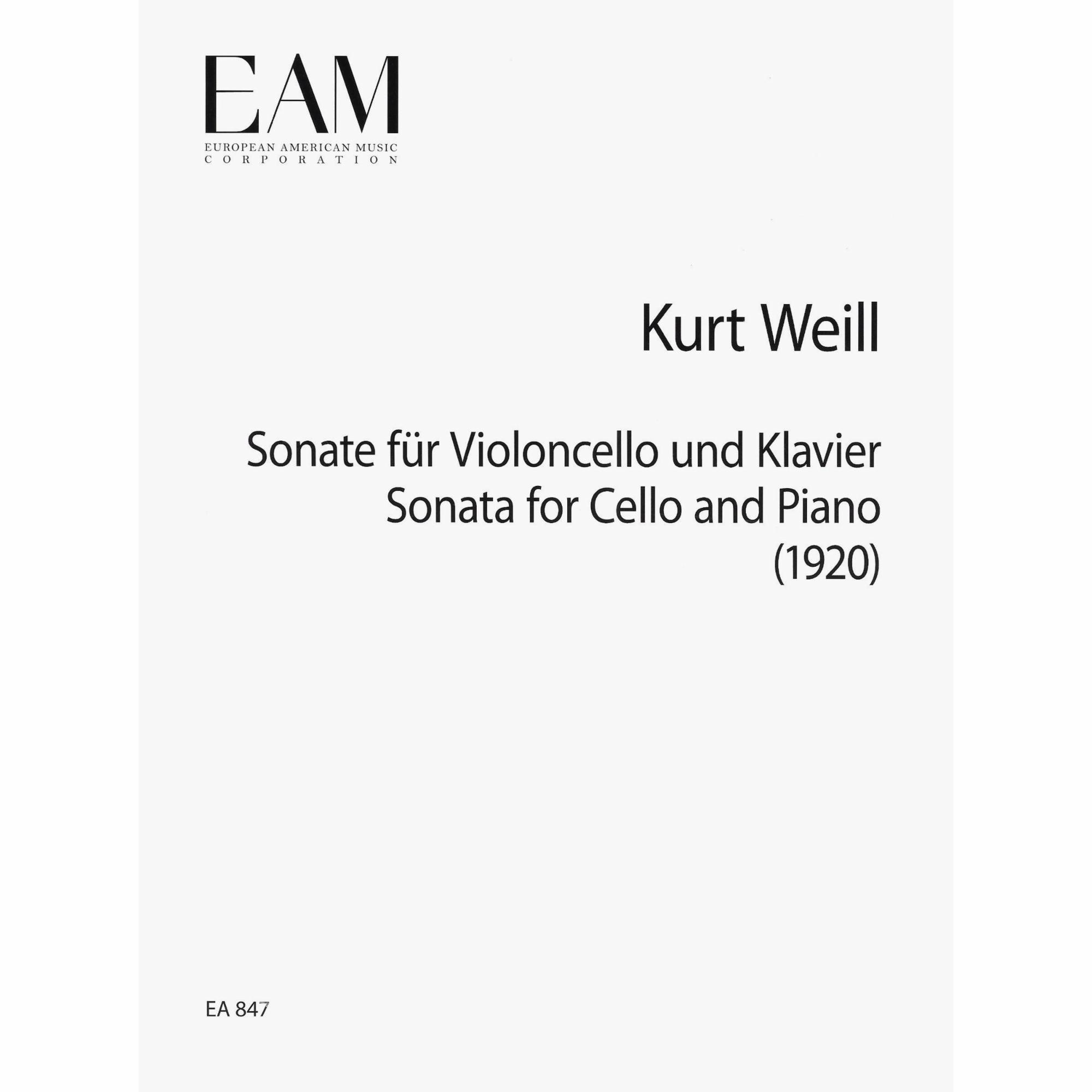 Weill -- Sonata for Cello and Piano