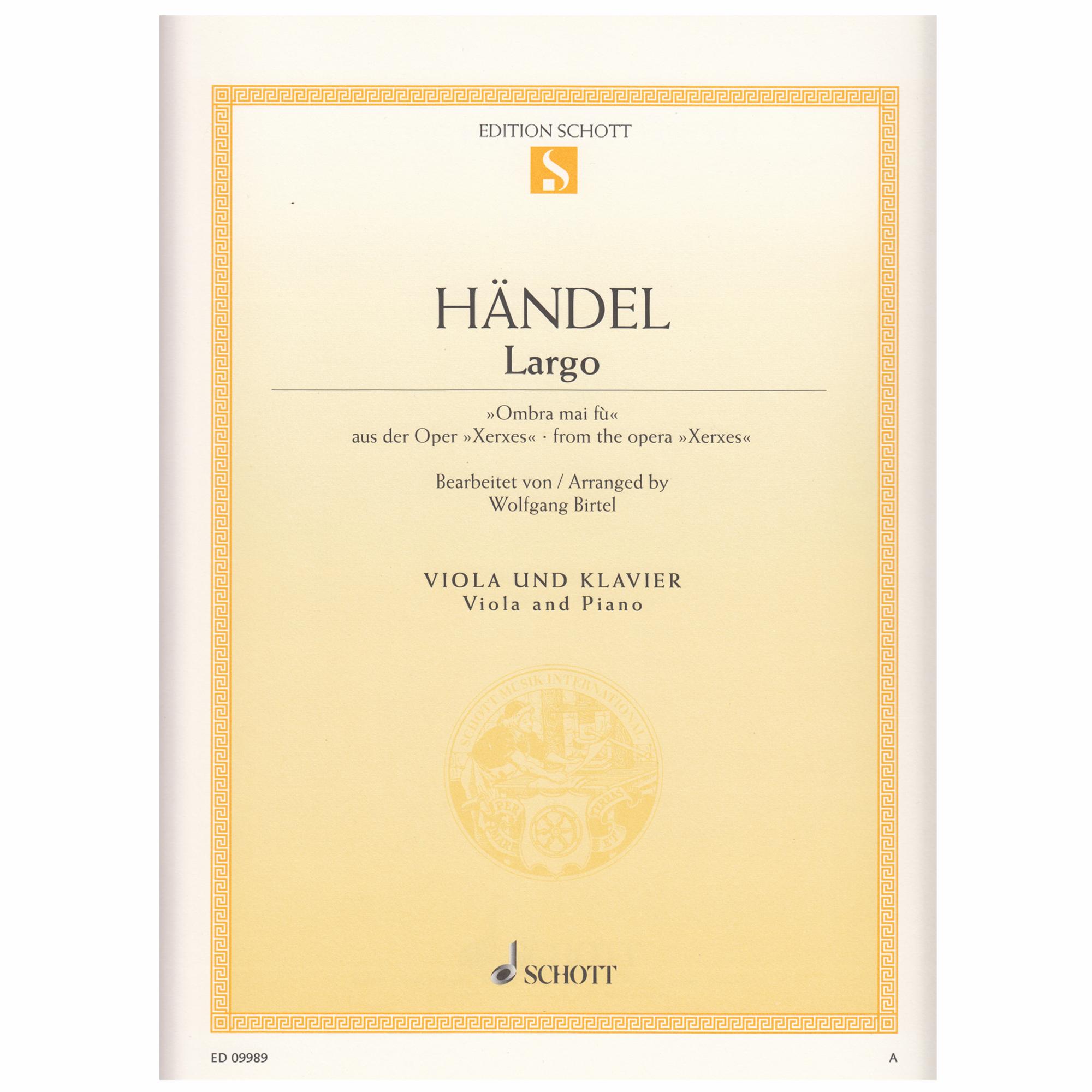 Largo from Xerxes for Viola and Piano