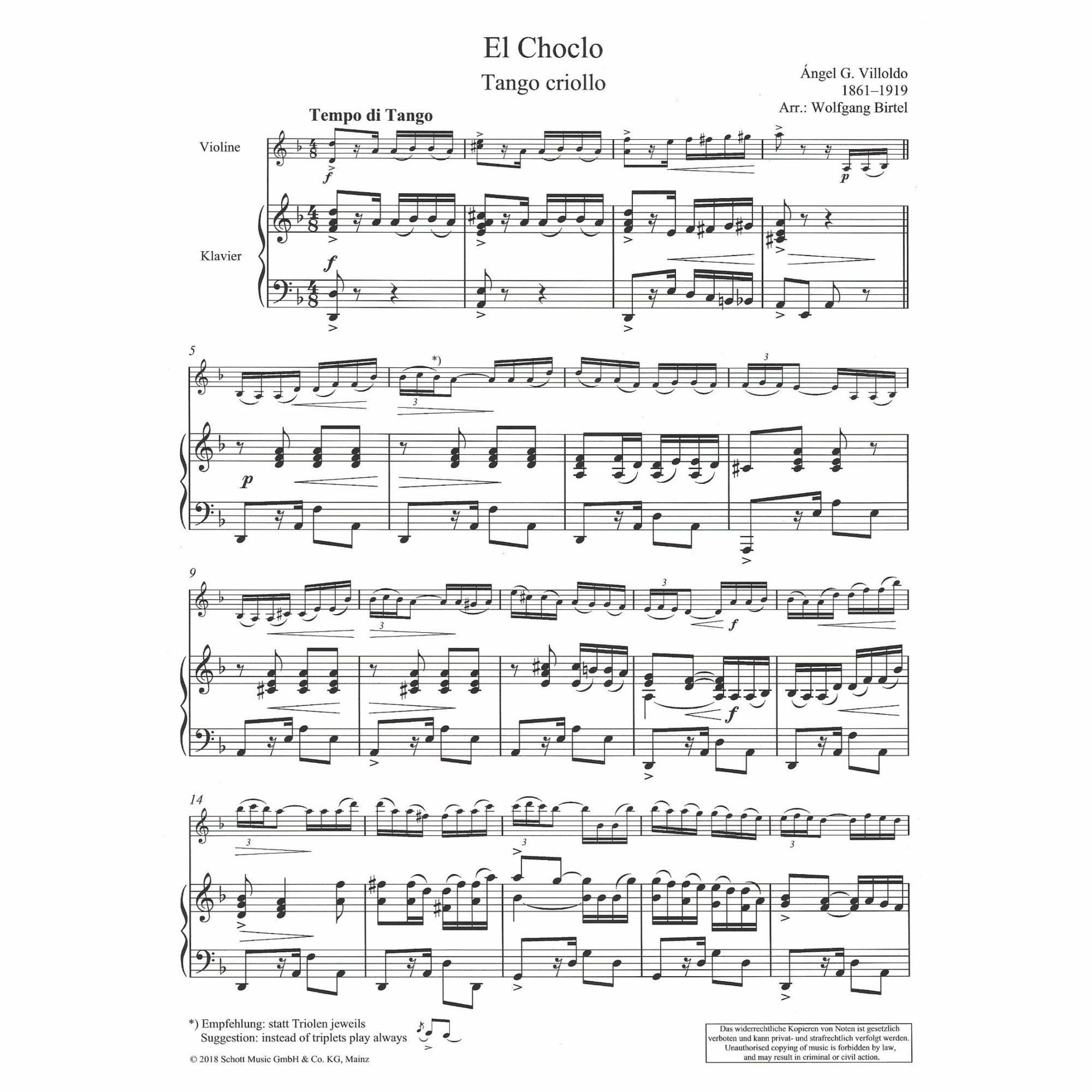 El Choclo for Violin and Piano | Southwest Strings