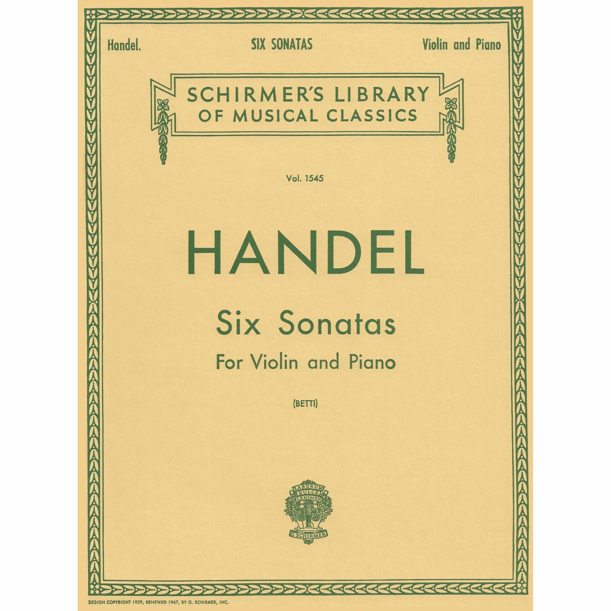 Handel -- Six Sonatas for Violin and Piano