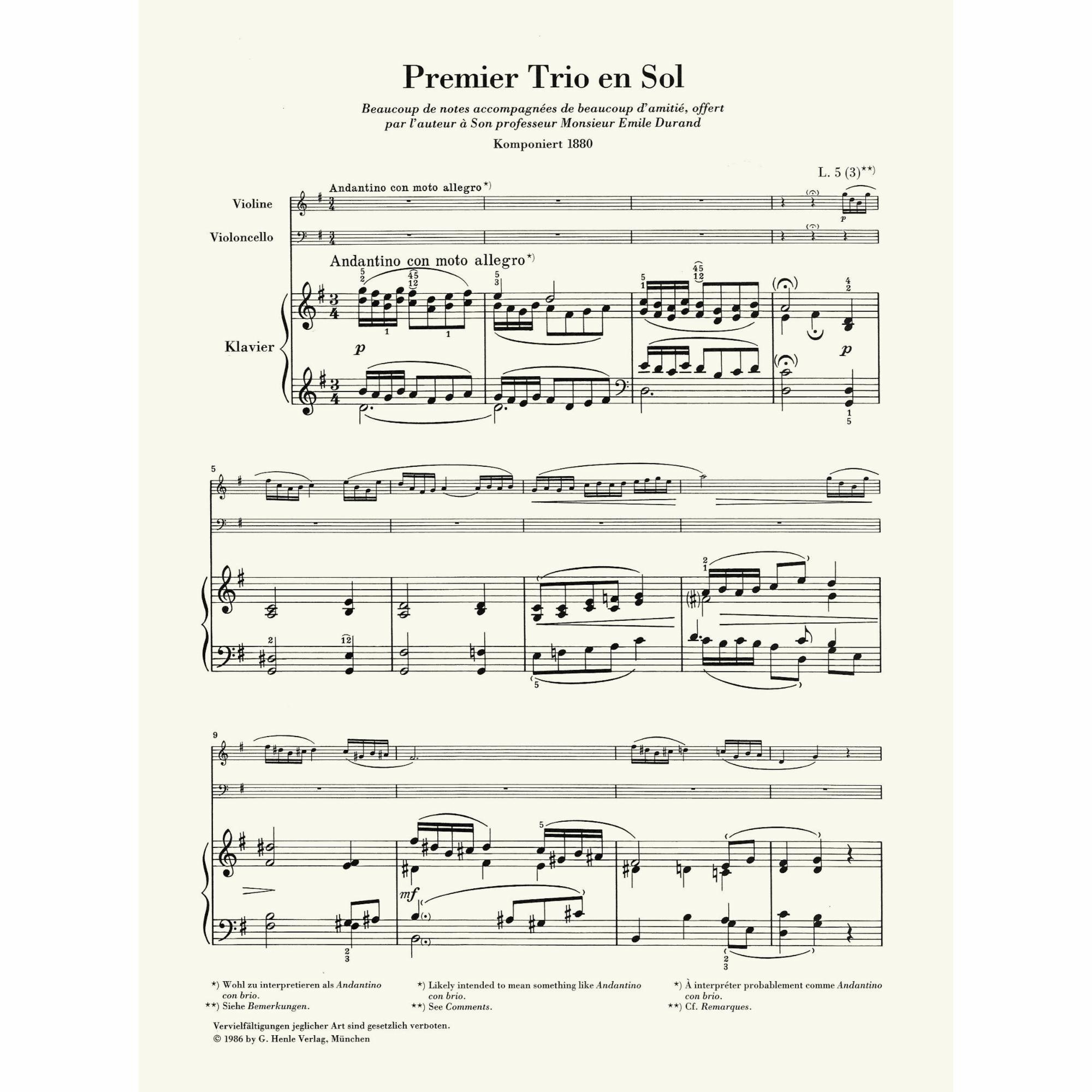 Debussy -- Piano Trio in G Major | Southwest Strings