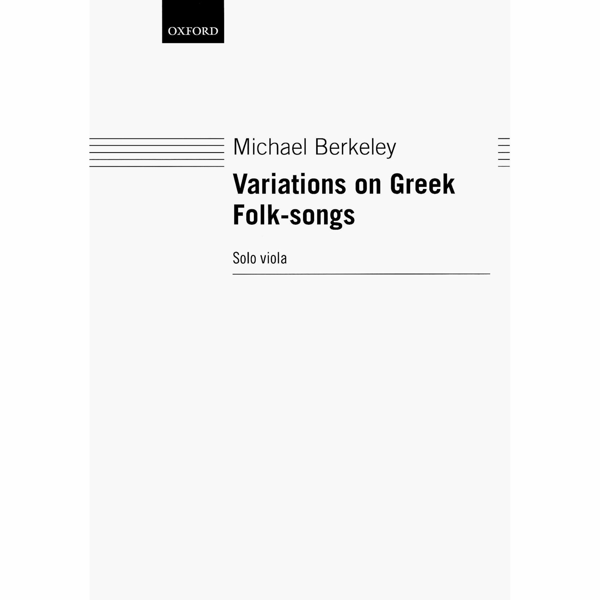 Berkeley -- Variations on Greek Folk-Songs for Solo Viola