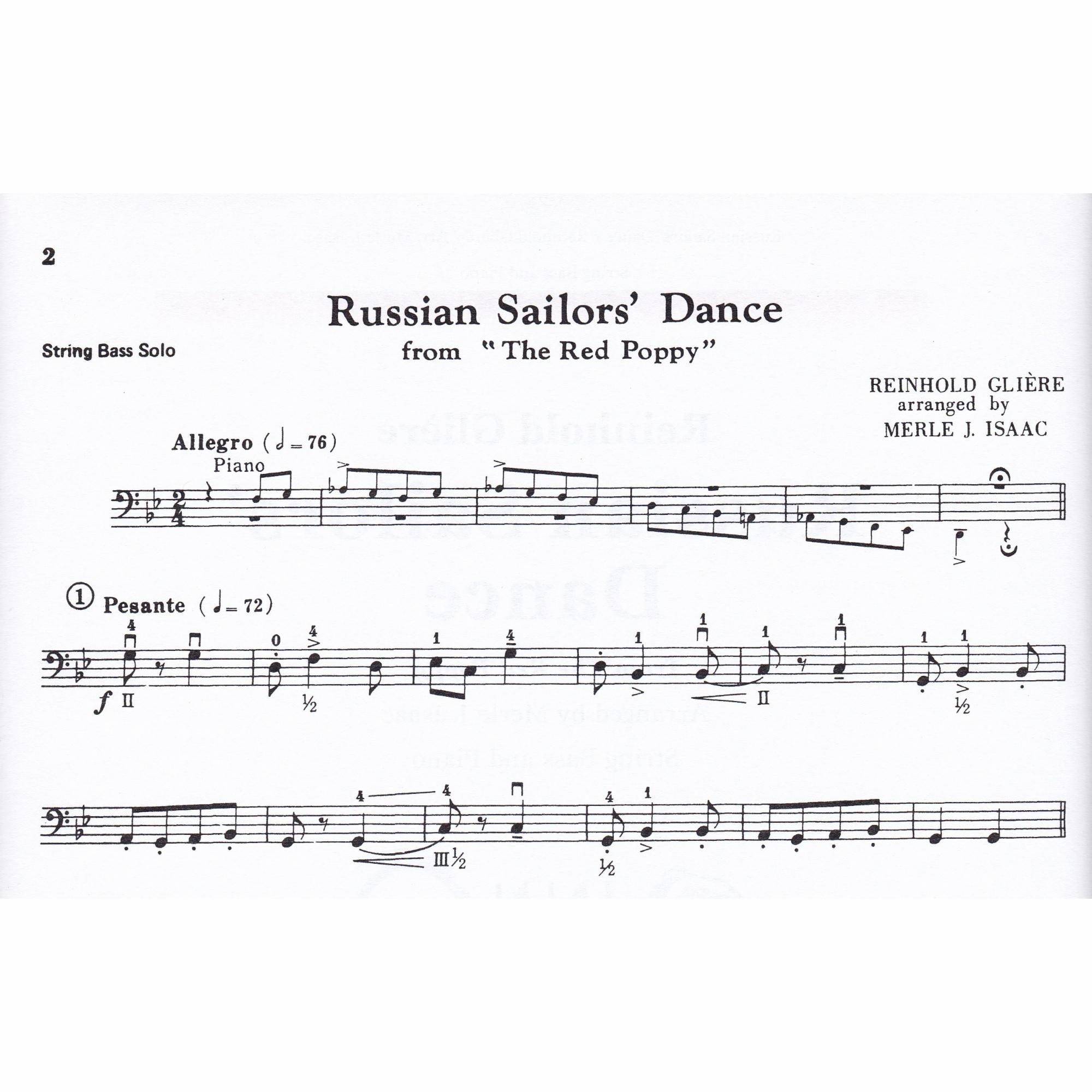 Russian Sailors' Dance for Bass and Piano | Southwest Strings
