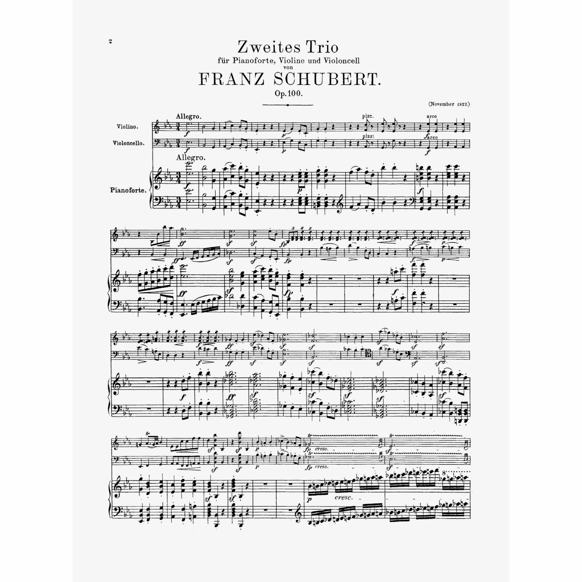 Schubert -- Piano Trio No. 2 in E-flat Major, Op. 100 | Southwest Strings